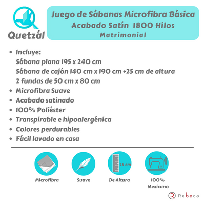 Juego de Sábanas Microfibra Suave Quetzal